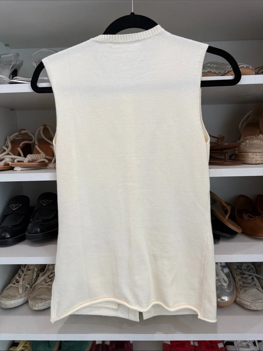 Lioness Cream Button-Front Sleeveless Knit Vest